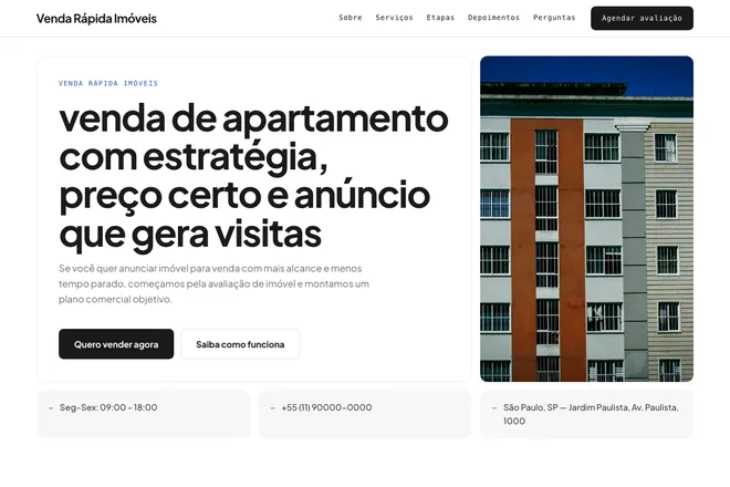 Primeira tela da landing page, nicho: Corretor de Imóveis