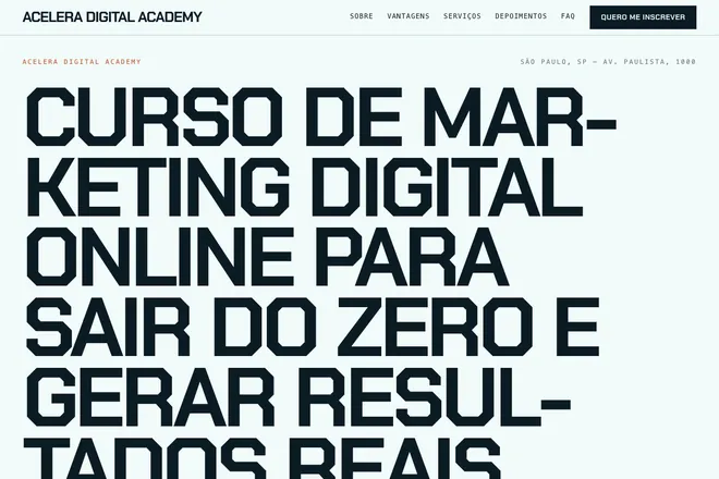 Primeira tela da landing page, nicho: Cursos Online