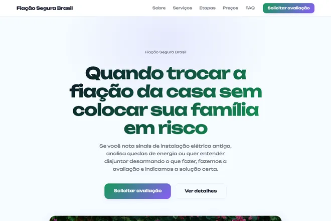 Primeira tela da landing page, nicho: Eletricista