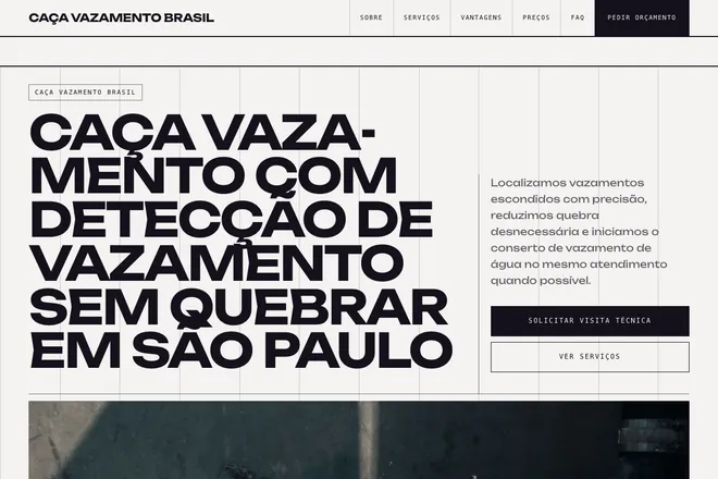 Primeira tela da landing page, nicho: Encanador