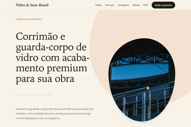 Primeira tela da landing page, nicho: Escadas sob Medida