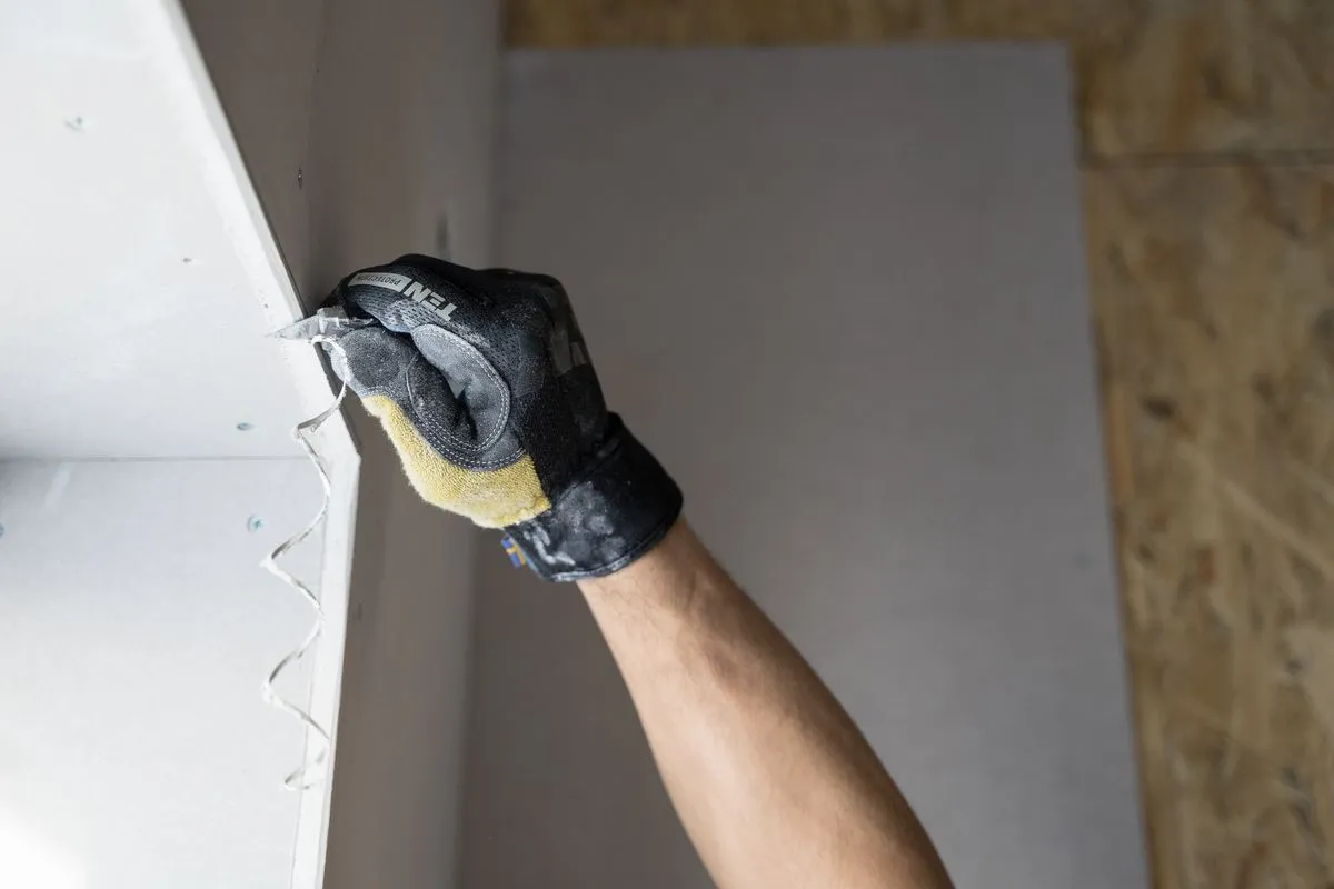 Instalação de drywall em escritório com divisória leve e acabamento branco