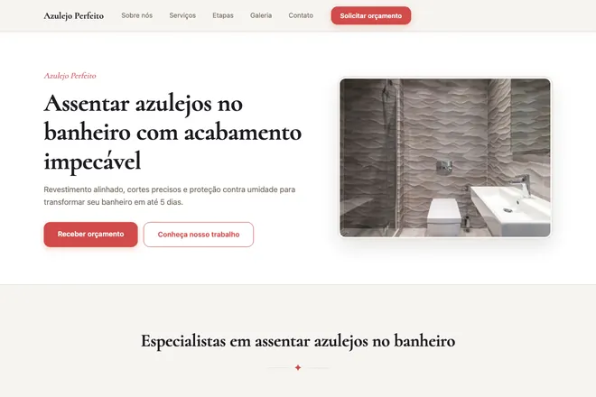 Primeira tela da landing page, nicho: Ladrilhos Hidráulicos
