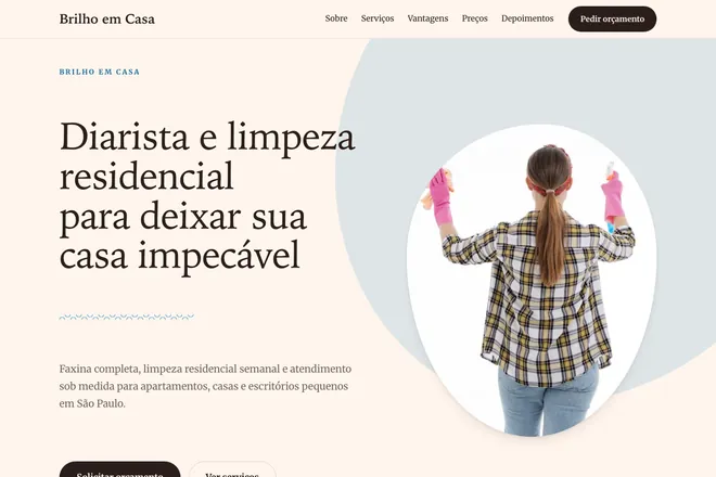 Primeira tela da landing page, nicho: Limpeza e Higienização