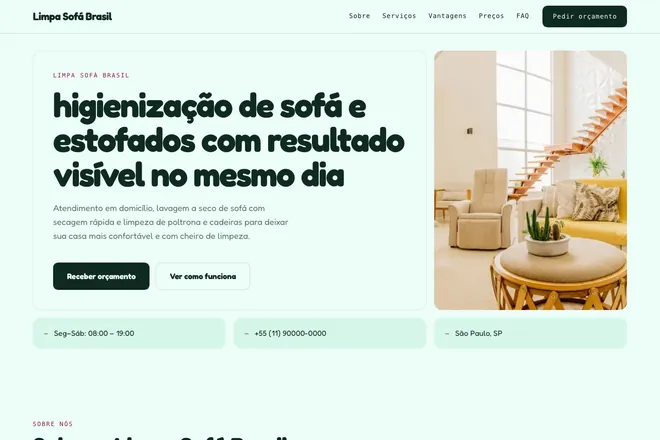 Primeira tela da landing page, nicho: Limpeza e Higienização