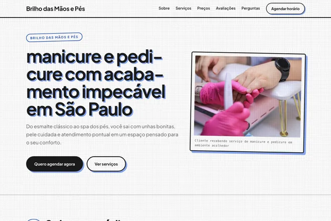 Primeira tela da landing page, nicho: Manicure e Alongamento de Unhas