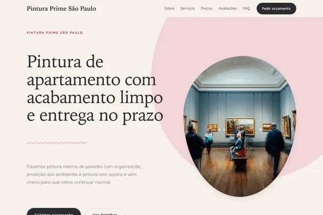 Primeira tela da landing page, nicho: Pintura Residencial