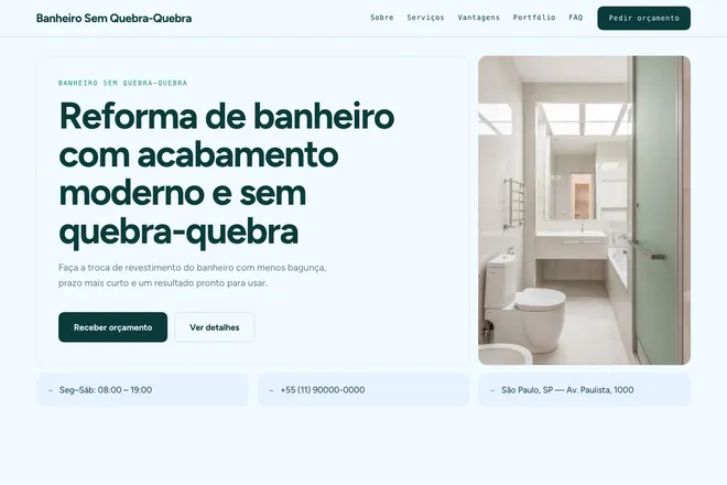 Primeira tela da landing page, nicho: Reforma de Apartamentos