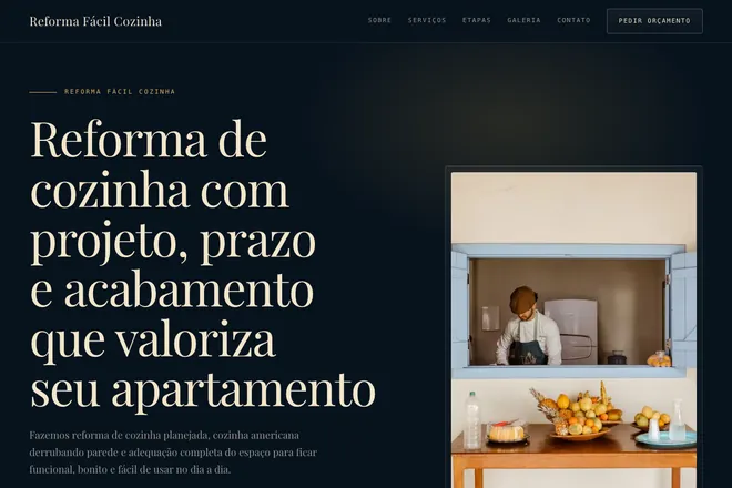 Primeira tela da landing page, nicho: Reforma de Apartamentos