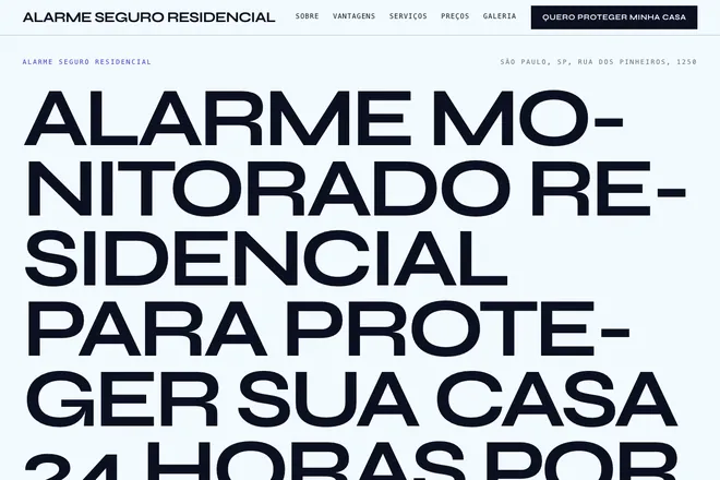 Primeira tela da landing page, nicho: Segurança Residencial